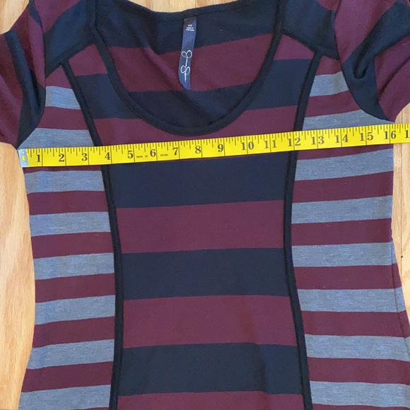 Jessica Simpson Hanna Bodycon Zipper Dress in red, black and grey stripes size M - Picture 13 of 13